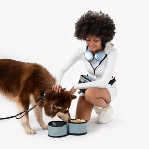 Superbowl Collapsible Dog Travel Bowl - Portable Feeding & Watering - Light Blue